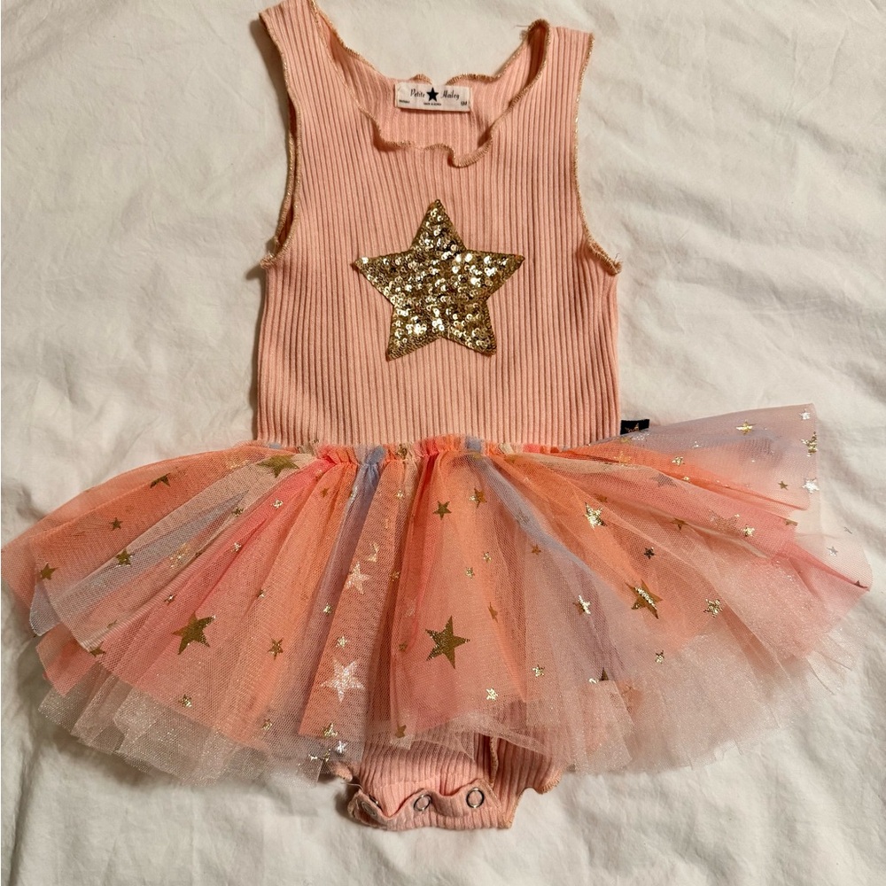 Pink and Gold Starry Kids Casual Dress